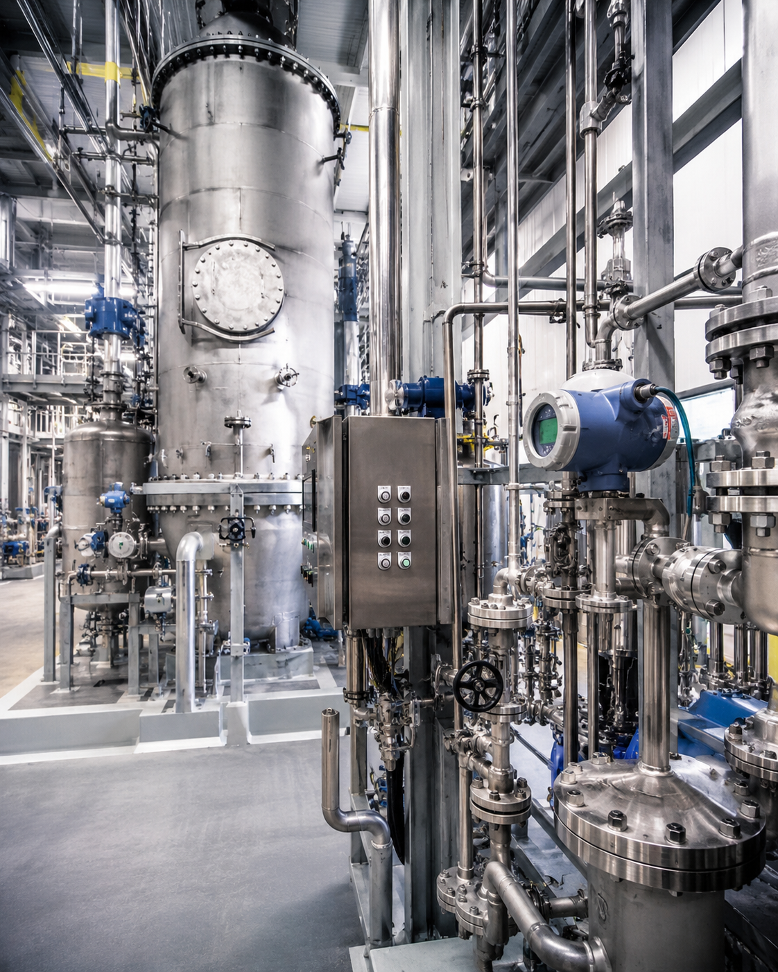 Chemical process pipework, valves and instrumentation